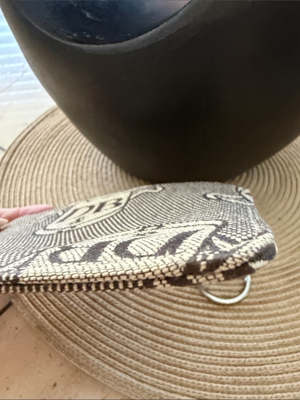 Dooney & Bourke Vintage Beige and Brown Logo Jacquard Pouch w/KeyRing & D Ring - Picture 7 of 11